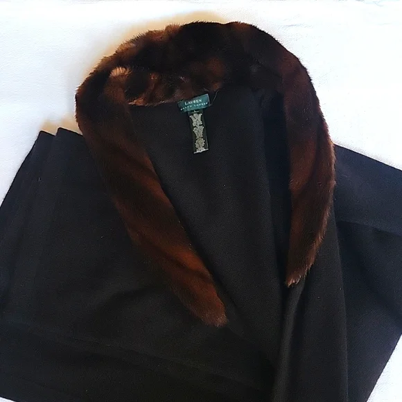 Womens Ralph Lauren Cashmere/Wool Car Coat with Fur Collar - Picture 2 of 5